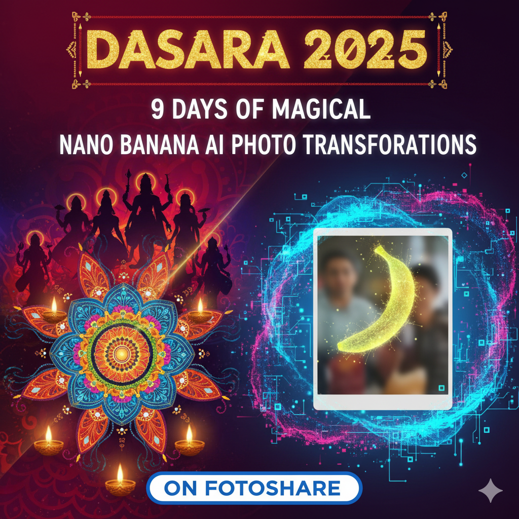 Featured image for Celebrate Dasara 2025 with 9 Days of Magical Nano Banana AI Photo Transformations on FotoShare