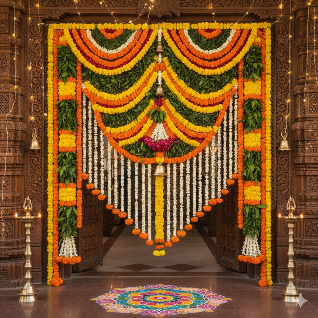 marigold and flower toran decoration